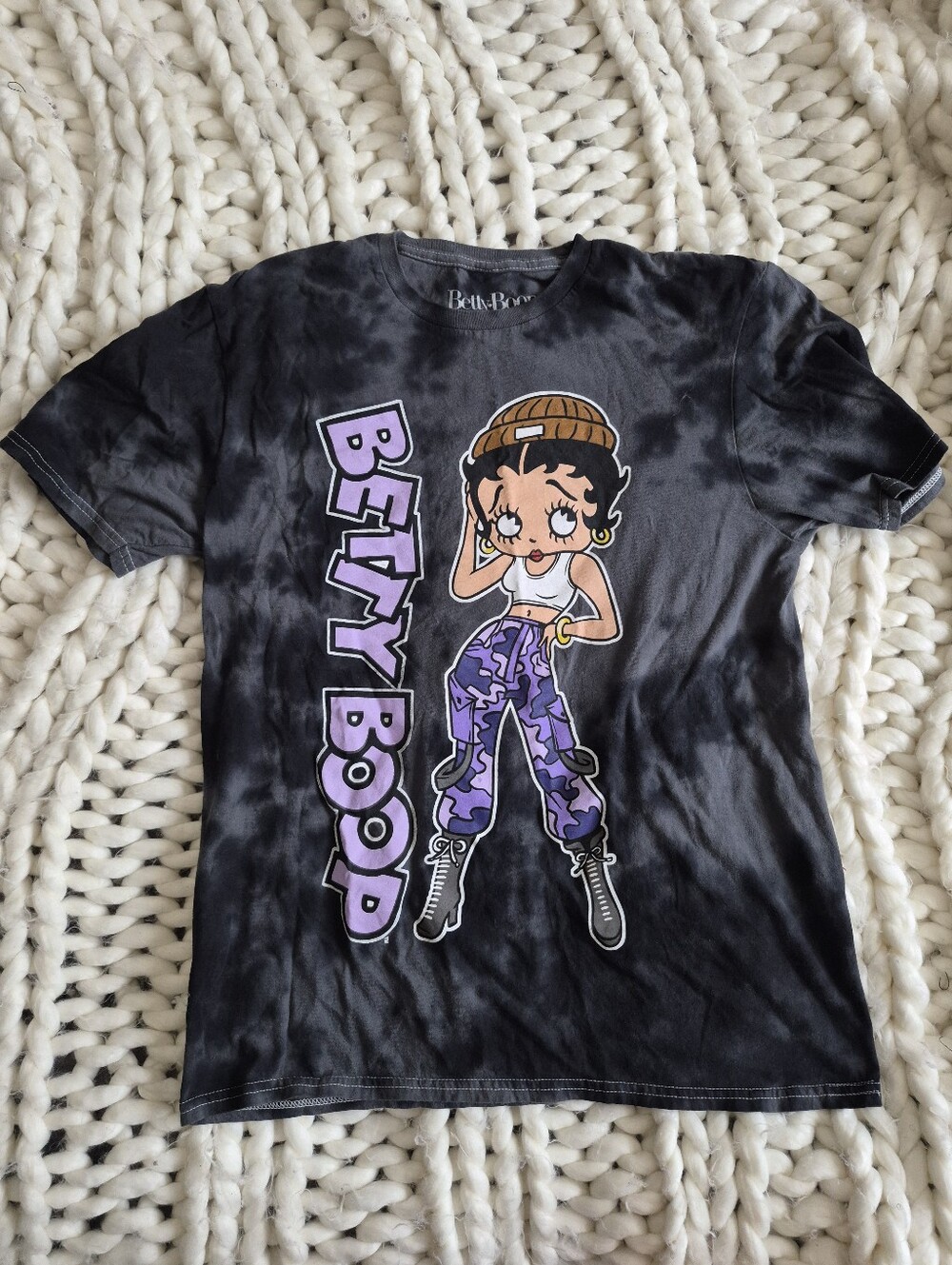 Betty Boop Black Graphic Tee with Purple Accents